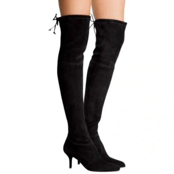 Stuart Weitzman Suede Leather Tiemodel Over-the-knee Boots In Black - NWT/NIB - Picture 1 of 13